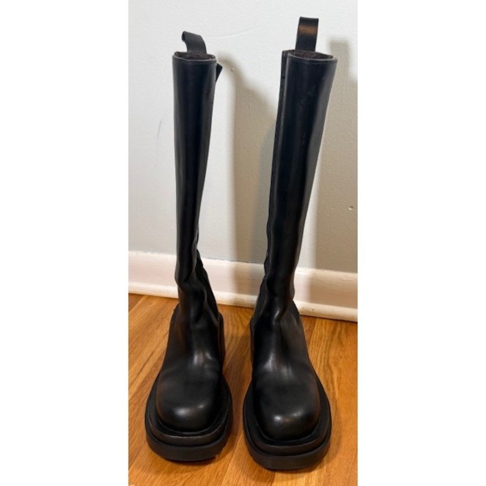 Bottega Veneta Lug Knee High Boot‎ EU 36 US 6 Black Leather Platform Edgy Street - Picture 11 of 13